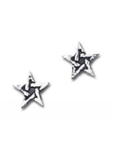 Pentagram Stud Pewter Earrings