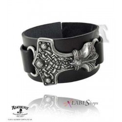 Thunderhammer Leather and Pewter Bracelet