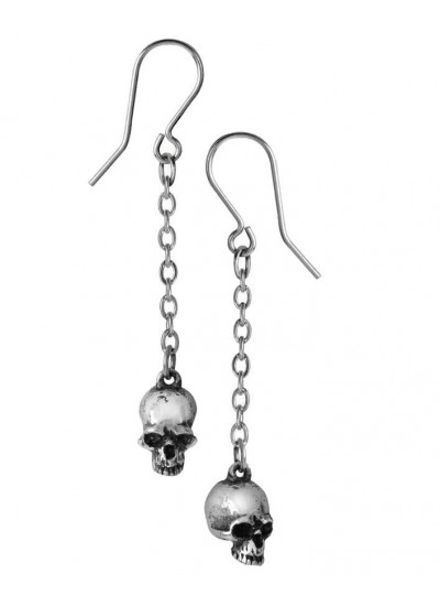 Deadskull Pewter Skull Drop Gothic Earrings