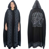 Pentacle Black Hooded Cloak