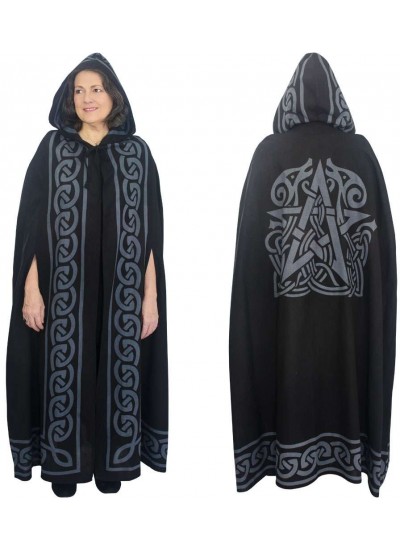 Pentacle Black Hooded Cloak