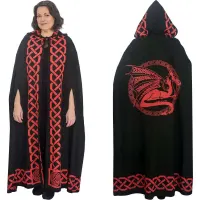 Red Dragon Black Hooded Cloak
