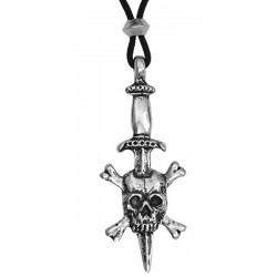 Pirate Skull Dagger Pewter Necklace