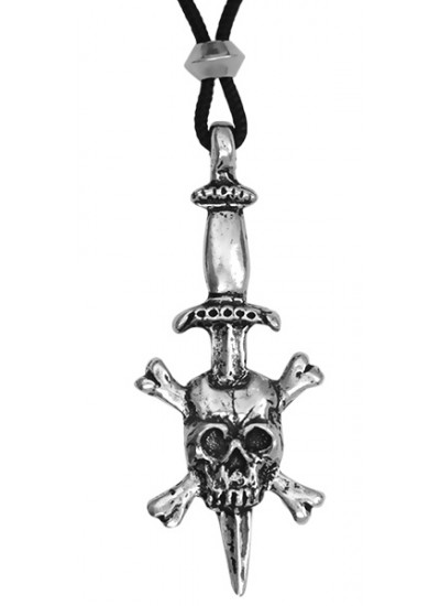 Pirate Skull Dagger Pewter Necklace