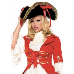 Pirate Captains Hat with Wide Gold Braid