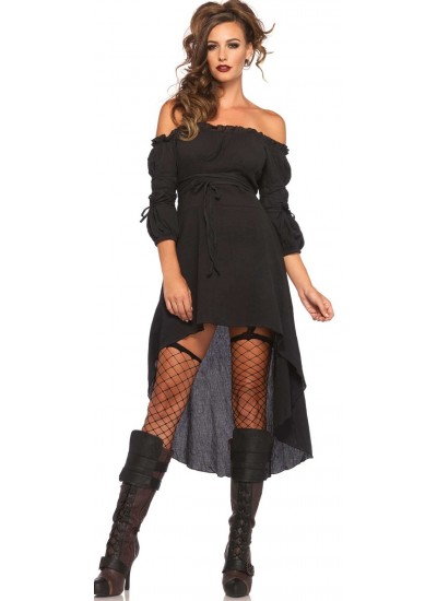 Black Gauze High Low Peasant Dress