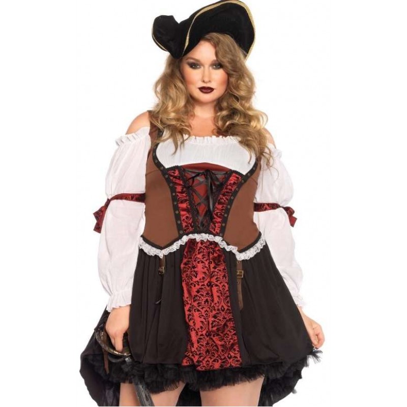 Women's Plus Size Laced-Front Pirate Blouse