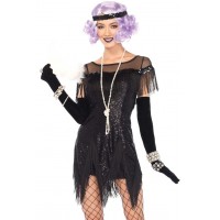 Foxtrot Flirt Roaring 20s Black Flapper Dress Costume