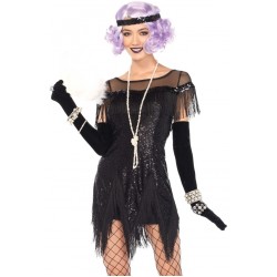 Foxtrot Flirt Roaring 20s Black Flapper Dress Costume