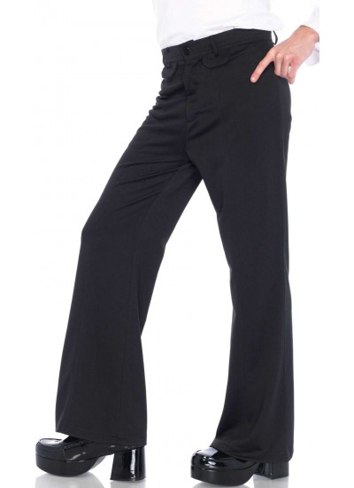 Mens Black Bell Bottom Disco Pants