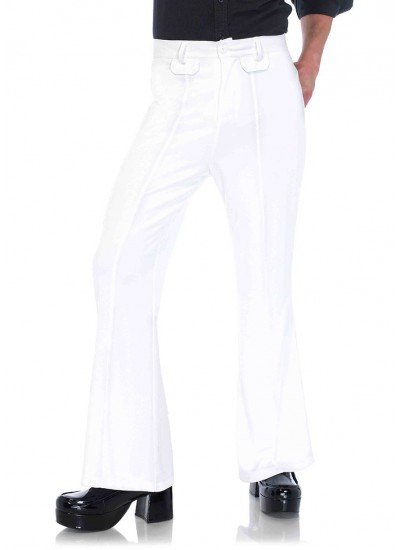 Mens White Bell Bottom Disco Pants