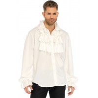 Ruffle Front Mens White Shirt