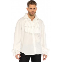 Ruffle Front Mens White Shirt