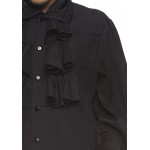 Ruffle Front Black Mens Shirt