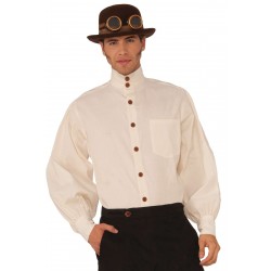 Victorian Steampunk Mens Beige Shirt