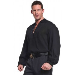 Mens Black Long Sleeve Pirate Shirt