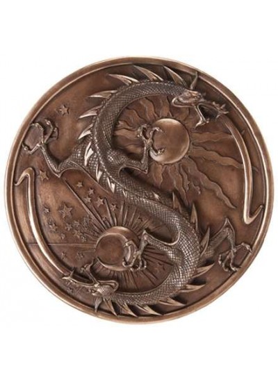 Double Dragon Alchemy Bronze Resin Plaque