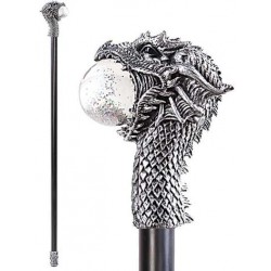 Dragon Head Walking Stick Gothic Gents Cane with Light Up Orb