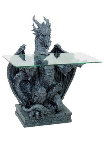 Dragon Glass Top Side Table