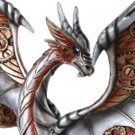 Steampunk Silver Dragon Statue