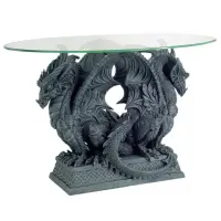 Double Dragon Glass Top Accent Table