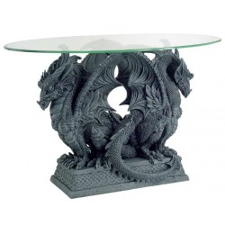 Double Dragon Glass Top Accent Table