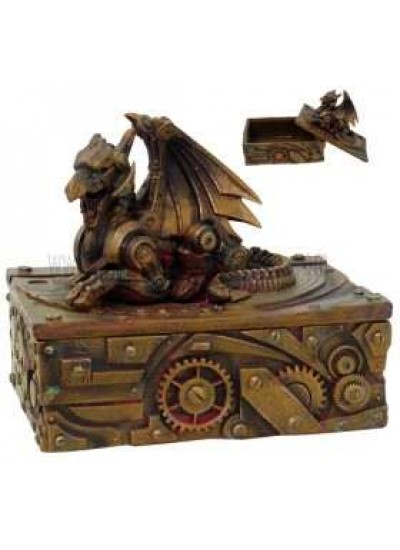 Steampunk Winged Dragon Trinket Box