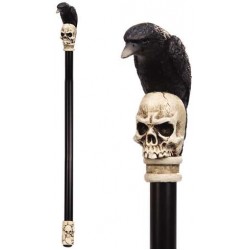 Raven Skull Walking Stick Gothic Gents Cane