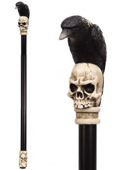 Raven Skull Walking Stick Gothic Gents Cane