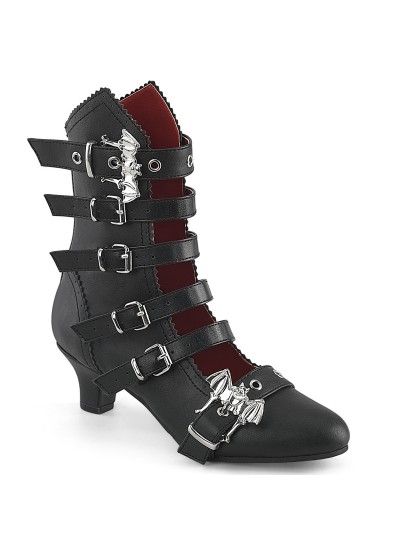 Flora Gothic Bat Buckled Ankle Boots for Women