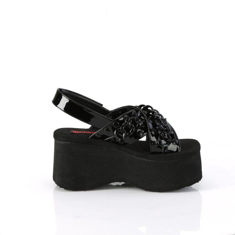 Chained Black Platform Gothic Sandal - Gothic Shoes for Women