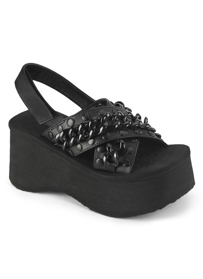 Chained Black Faux Leather Gothic Sandal