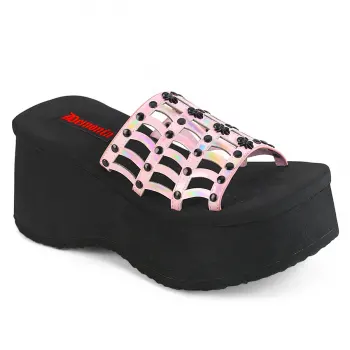 Spider Studded Pink Hologram Platform Mule