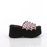 Spider Studded Pink Hologram Platform Mule