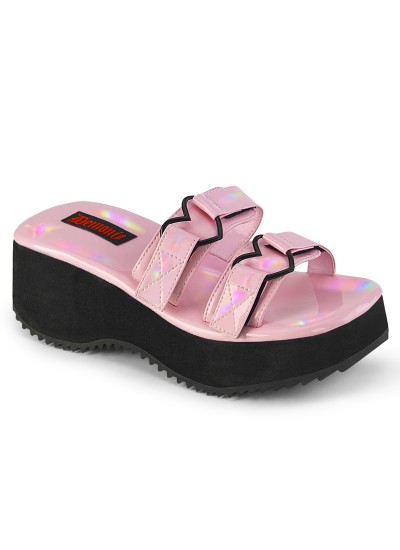 Flip Heart Charm Pink Platform Sandal