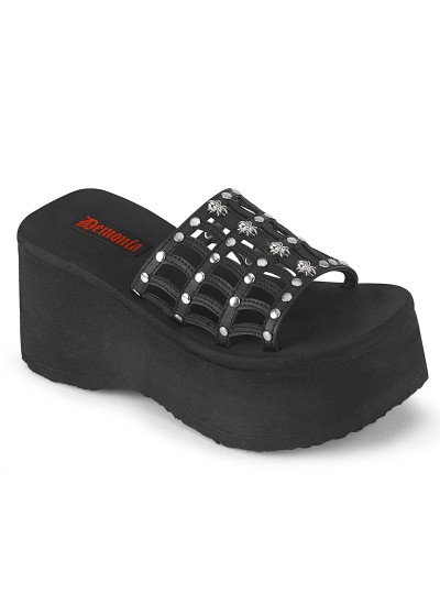 Spider Studded Black Platform Mule