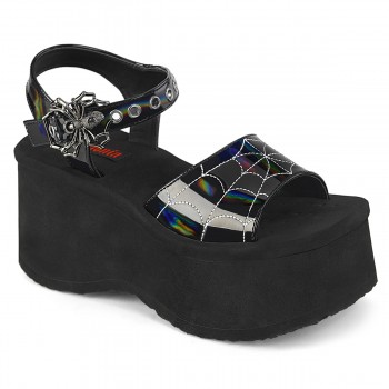 Spider Black Hologram Platform Gothic Sandal