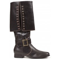 Mens Foldover Black Pirate Captain Boots