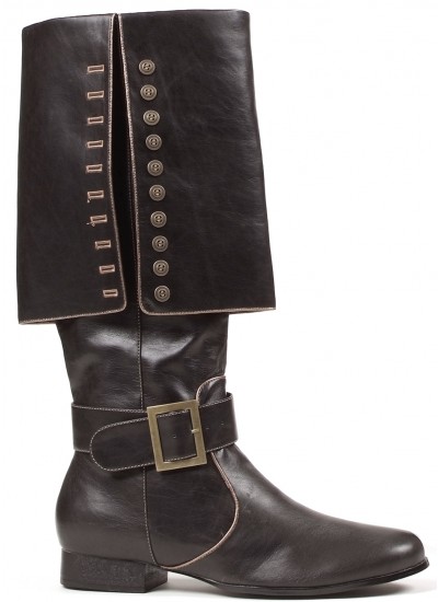 Mens Foldover Black Pirate Captain Boots