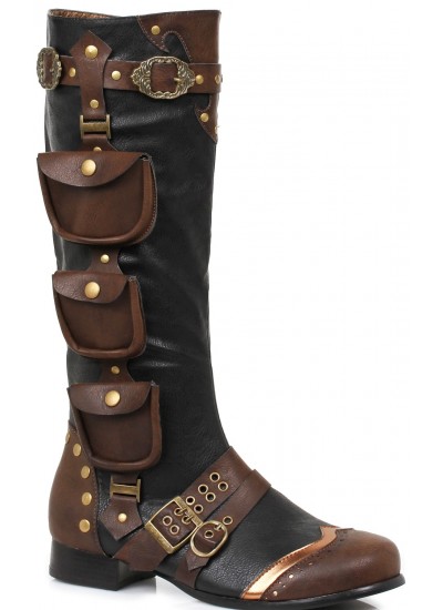 Amos Multi Pocket Steampunk Mens Knee High Boots