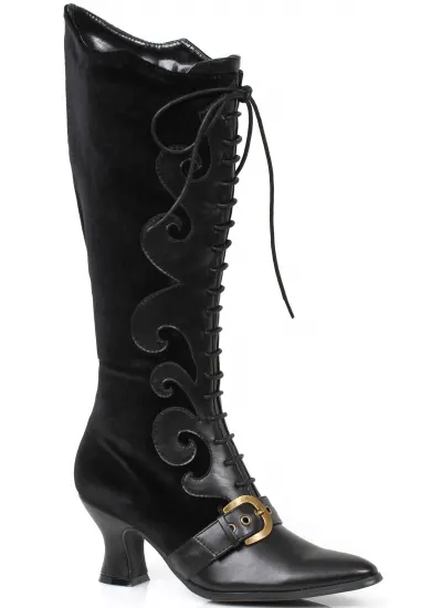 Fain Black Velvet Witches Boots