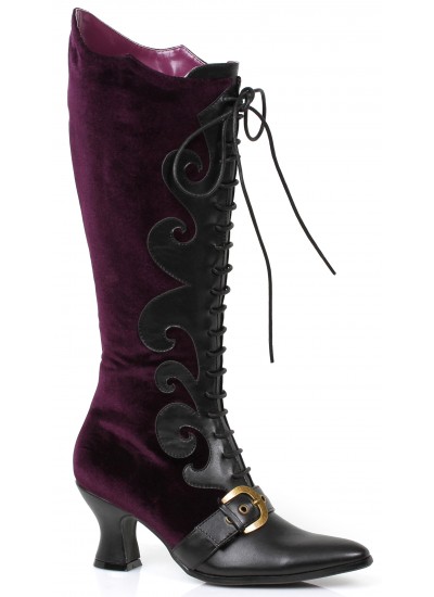 Fain Purple Velvet Witches Boots