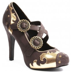 Steel Steampunk Brown Mary Jane Pumps