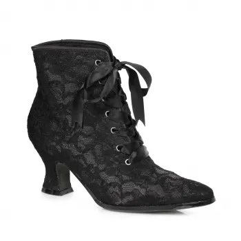 Victorian Black Lace Covered Ankle Boots