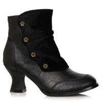 Viola Black Victorian Ankle Boot for Women