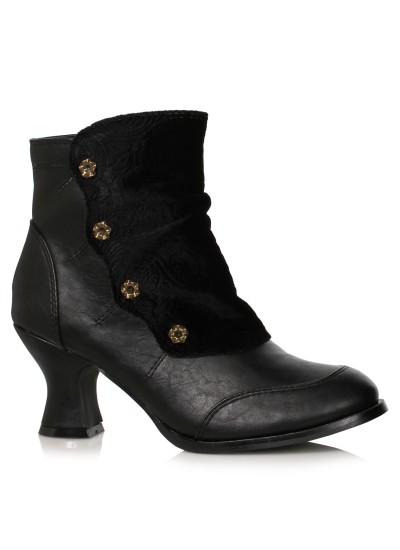 Viola Black Victorian Ankle Boot for Women