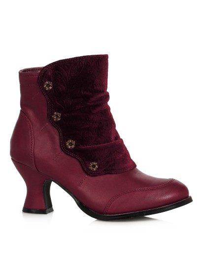 Viola Burgundy Victorian Ankle Boot for Women