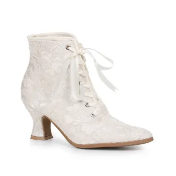 Victorian White Lace Covered Ankle Boots