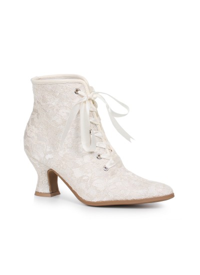 Victorian White Lace Covered Ankle Boots