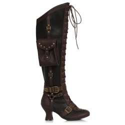 Ingrid Multi Pocket Steampunk Womens Black Boots